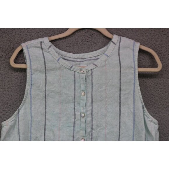 C & C California Sleeveless 100% Linen Button Up Tunic-Size Large-Beachy - Picture 3 of 8